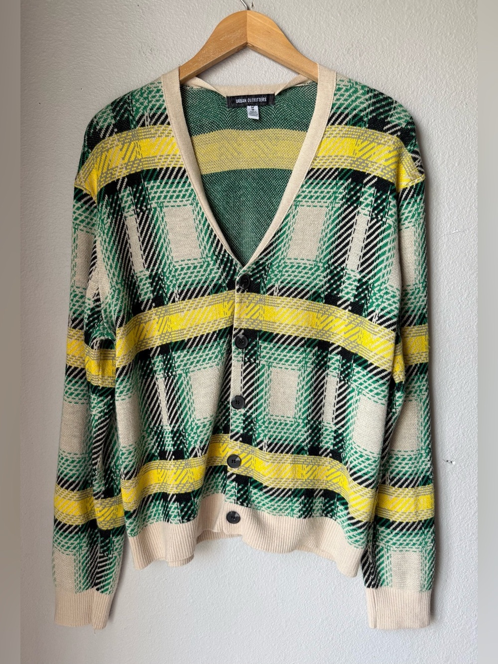 Urban Outfitters Plaid Graphic Button Down Cardigan Women’s Size Medium